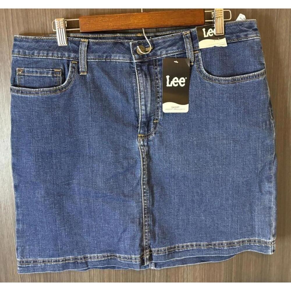 Lee Skirt Skort Girls Blue 16‎ M Denim Straight Mid-Rise 5-Pocket Zip Fly Tennis